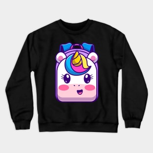 Cute Unicorn Backpack Cartoon Crewneck Sweatshirt